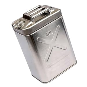 Benzinkanister Kraftstoffkanister Kraftstofftank 40l Metall aus Verdickter Edelstahl 304 mit Eingebautem Ausgießer Geprüft, 40 Liter Kanister für Benzin, Diesel, Öl und Wasser