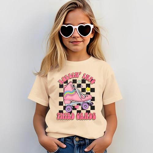 Image of First Day of School Outfit for Girl Rollin Into First Second Third Grade Shirt 1st 2nd 3rd Back to School T-Shirt Top