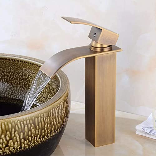 Grifos de agua fría y caliente para lavabo de baño con grúa mezcladora de latón 1