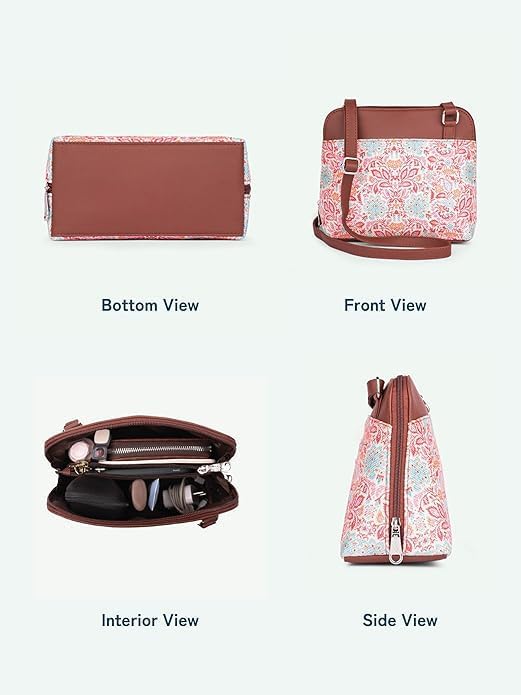 Printed Vegan Leather Sling Bag for Women – Stylish Crossbody Handbag with Adjustable Strap, Lightweight Purse for Travel & Everyday Use