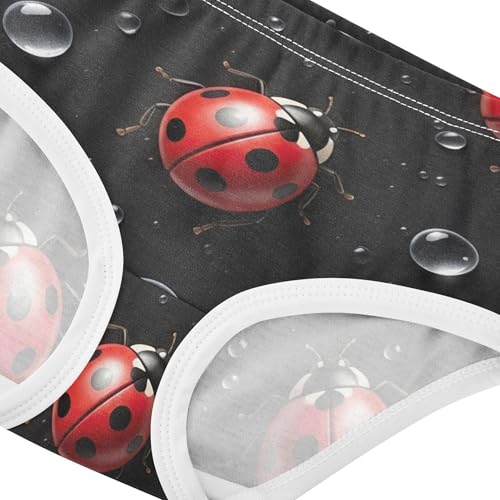 Red Ladybugs Black Spots Panties Little Girl Toddlers Underwear Floral Cotton Fun Underpants Briefs 2t4