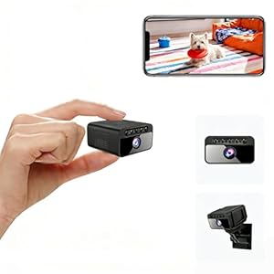 Mini Kamera, 4K WLAN Überwachungskamera Innen Akku mit Netzbetrieb – WLAN Überwachungskamera mit 150° Ultra-Weitwinkel, PIR-Bewegungsmelder, Nachtsicht, Unterstützung für SD Cart&Cloud-Speicher