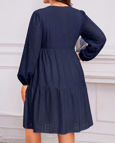 Image of Plus Size Summer Dress Casual Boho Button Up Tiered Midi Sundress Women