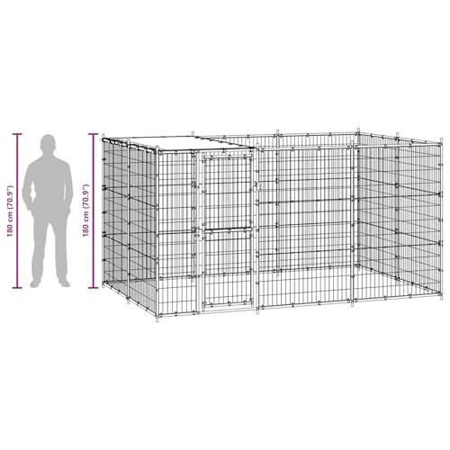 Vopese Hundehütte Spiel Paradies Pulverbeschichteter Stahl PE Schwarz Silber 330x220x180cm Model3082293