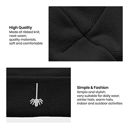 Image of Embroidery Goth Beanie Knit Hats for Men & Women, Embroidery Winter Hats Skull Cap