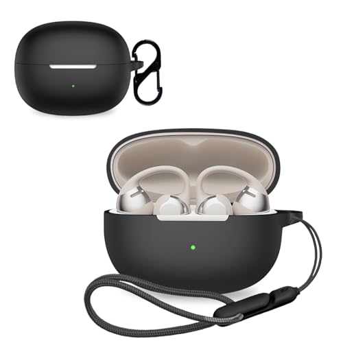 For Shokz OpenDots ONE �p �P�[�X �J�o�[ �yNOUKAJU�z ���C�����X �C���[�z�� �V���R�� �ی�P�[�X �i�J���r�i�t��+�X�g���b�v�t�� �j �����h�~ �L�Y�h�~ �ϏՌ� �����[�d�\ �h�� �h�o (�u���b�N)