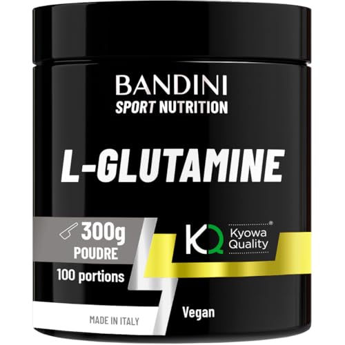 Bandini® L-Glutamine Kyowa® Pure Quality - L Glutamine Poudre 300g - Acide Aminé pour Exercices Haute Intensité et Récupération après l'Entrainement - Renforce la Musculation - Glutammine Powder Vegan