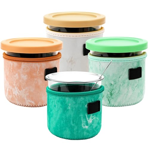 4 Pack Ice Cream Sleeve Neoprene Sleeve for Ninja Creami Accessories, Reusable Insulated Sleeves for NC301 NC300 NC299AMZ Series (16oz B)