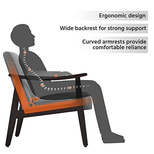 Image of Yaheetech Leisure Chair with Solid Armrest and Feet, Modern Mid-Century Accent Chair, Linen Fabric Side Sofa for Living Room Bedroom, 2pcs, Dark Gray