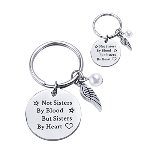 Scott John affordable Stainless Steel Not Sisters By Blood But Sisters By Heart Carved Key chain Friendship Jewelry Gift For Women Girls(None 1)