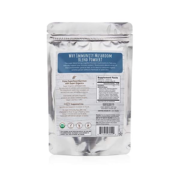 Super-Organics-Immunity-Mushroom-Blend-Turkey-Tail-Lions-Mane-Chaga-More-Organic-Superfood-Powder-Raw-Superfoods-Whole-Food-Supplement--Gluten-Free-Vegan-Non-GMO-4-oz Super Organics Immunity Mushroom Blend | Turkey Tail, Lion’s Mane, Chaga & More | Organic Superfood Powder | Raw Superfoods | Whole Food Supplement – Gluten-Free, Vegan & Non-GMO, 4 oz
