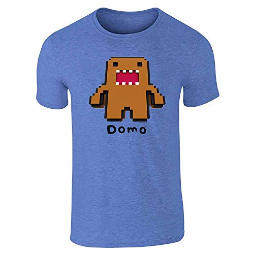 Pop Threads Domo Towering Pixel Cute Funny Domo Kun Graphic Tee T-Shirt for Men Heather Royal Blue