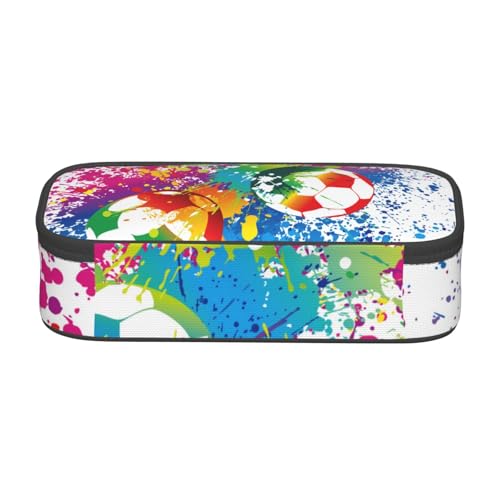 Image of Colorful Soccer Pencil Case Big Capacity Storage Pencil Pouch Stationery Bags With Zipper Portable Pen Holder Box Organizer For Boys Girls Teens Student College School Office Supplies