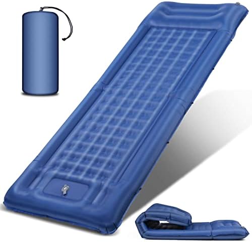 Camping Sleeping Pad, Extra Thickness 4.8 Inch Ultralight Sleeping Mat with Pillow,Built-in Pump,Waterproof Self Inflating Camping Air Mattress for Camping Backpacking Hiking Traveling Tent(Blue)