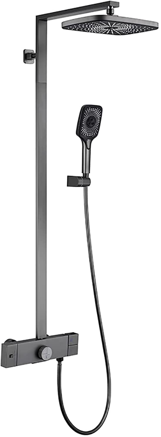 AYCDL Shower System Thermostatic, Shower Faucet Set 12 Inches Shower Combo Set Wall Mounted Rain Mixer Combo Set with Tub Spout, Rain Shower Head, Handheld Shower Hea