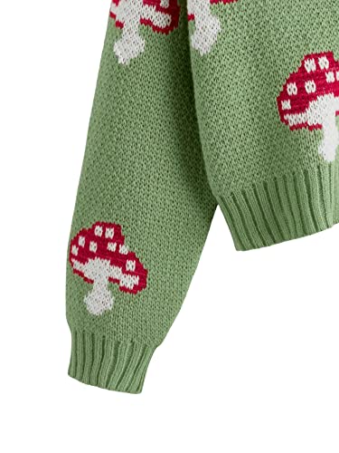 SweatyRocks Girl's Cute Graphic Print V Neck Sweater Button Down Knitted Cardigan Top4