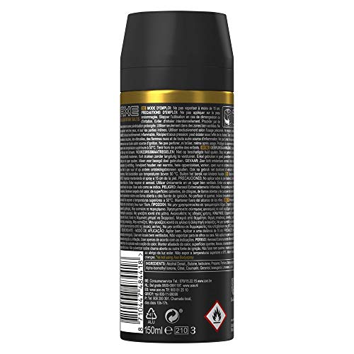 AXE Gold Temptation - Desodorante Bodyspray para hombre, 48 horas de protección, 150 ml, pack de 3