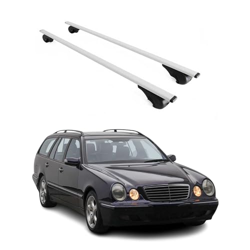 Barre portapacchi compatibili con Mercedes Classe E S210 1996 – 2002, barre di base, grigio, 2 X | Portabici anodizzate in ferro