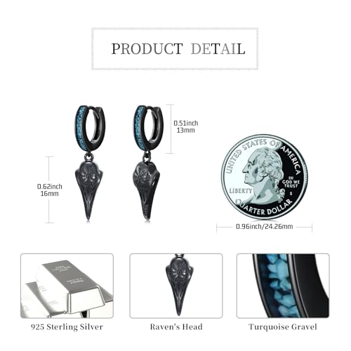 Black Dangle Drop Earrings 925 Sterling Silver Turquoise Earrings Jewelry Gifts for Women Men4