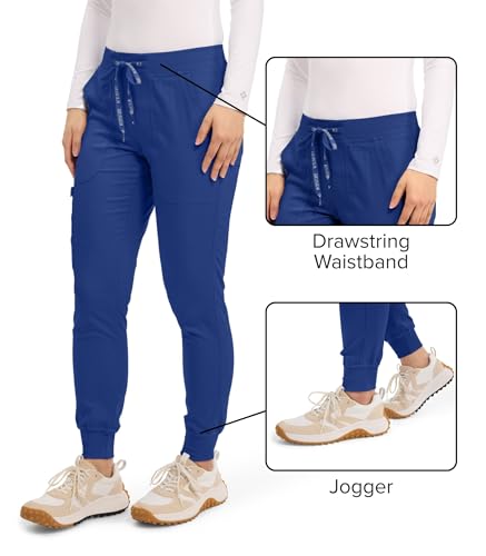 Med Couture Calça feminina Touch Scrub Yoga Jogger com 5 bolsos e cordão na cintura - MC7710, Galáxi