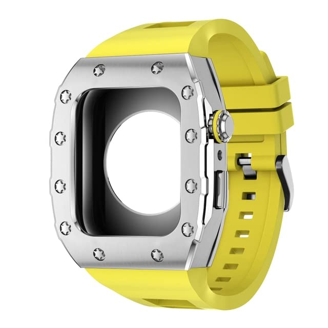 Kit modification Apple Watch boîtier métal et bracelet jaune pour le sport