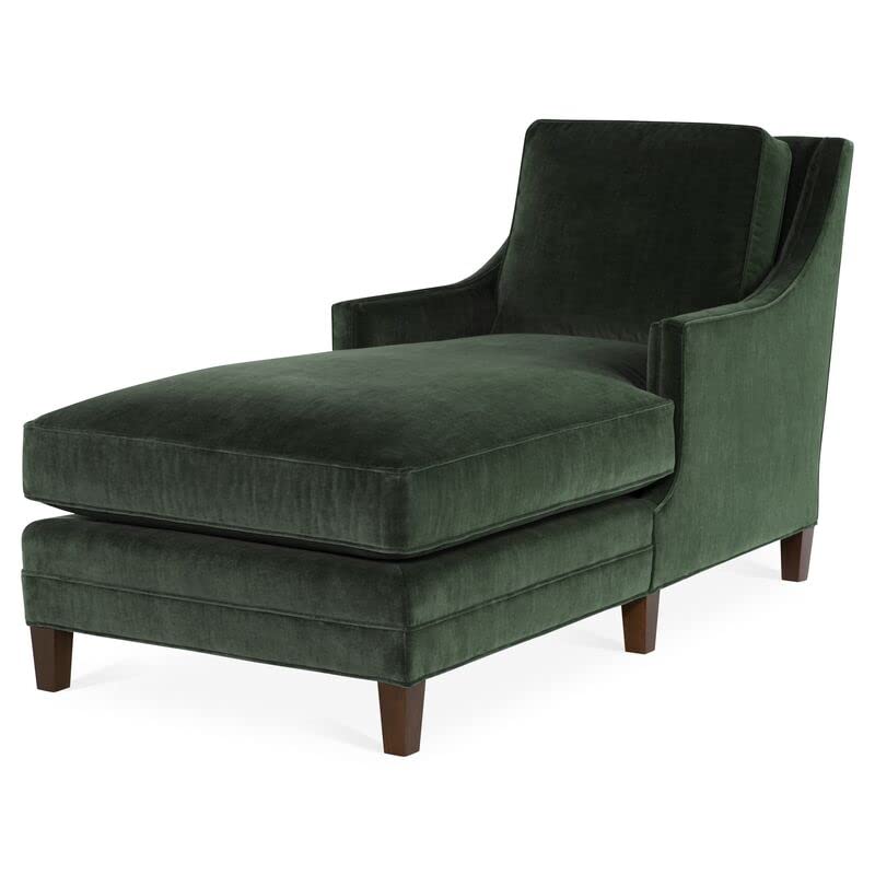 Image of Green Velvet Chaise Lounger diwan Settee sal Wood for livingroom Bedroom Office (Green)