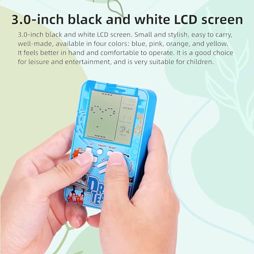 CZT Poket block game console Built-in multiple classic Retro brick games Electronic Handheld Student game machine Game player Portable gaming device kids girls (Blue) - Image 2