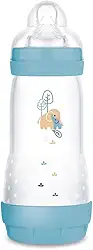 MAM Baby 1 Mamadeira Easy Start 320ml Anticólica e Menos Bolhas de Ar, para Crianças 4+ Meses Autoesterilizável e com Bico de Silicone Skinsoft, Azul