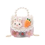 Little Girls Handbag Shoulder Messenger Bag Portable Mini Flip Wallet Suitable for Ages 2-7 (B-Pink)