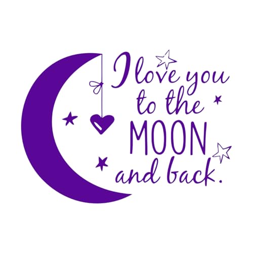 Wandaufkleber mit Aufschrift „Mond mit Sternen“, Vinyl, für Kinderzimmer, Dekoration „I Love You to the Moon and Back“, Zitat, Aufkleber, Babygeschenk, klein – 42 x 57 cm