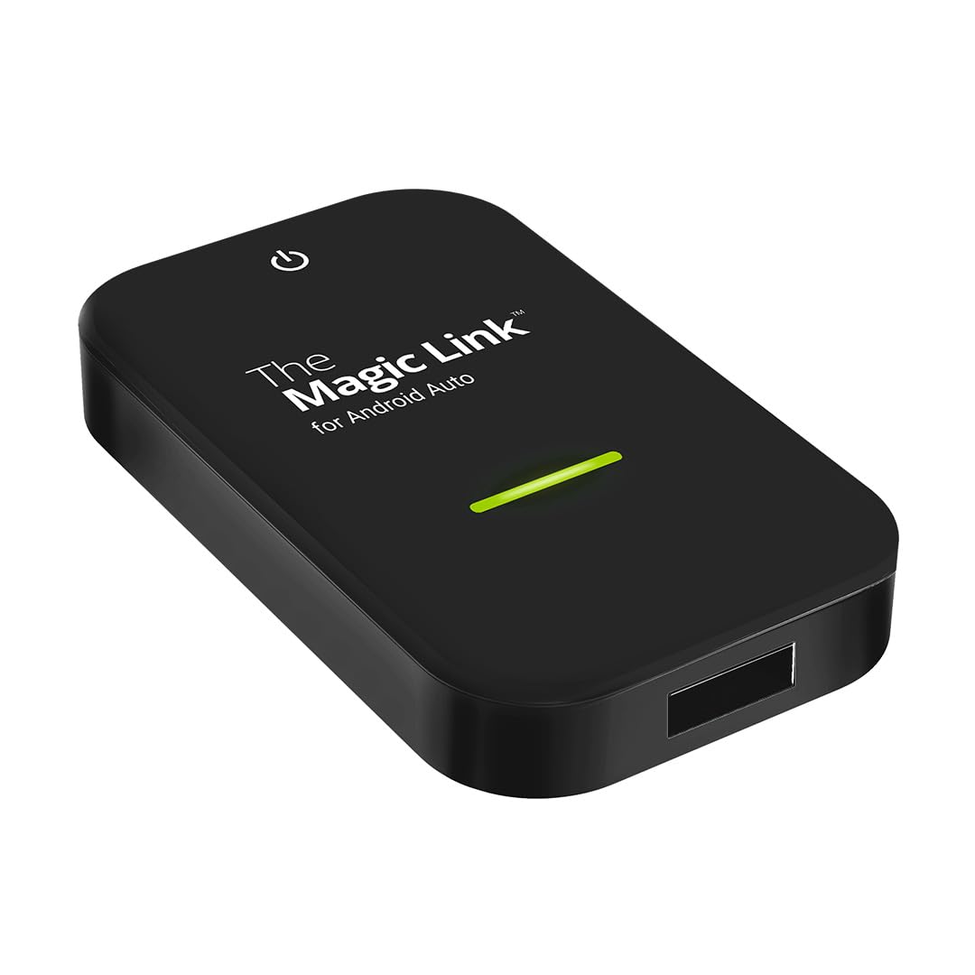 The Magic Link (Android Auto Version), The Original Wireless Android Auto Adapter, Wired to Wireless Android Auto Dongle for Wireless Control, Designed in San Diego, CA. (Android, Black)