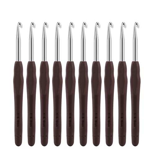 Image of Vodiye 10PCS Crochet Hooks, Professional Extra Long 6.0mm, Ergonomic Handle, Crochet Needle for Beginners and Experienced Lovers