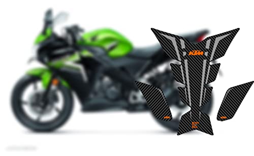 Image of 3D Embossed Bike Racing Tank Pad /Tank Sticker with SIDEPADS for Brand Specific Bikes Pack of 3 (BKTPSIDVAR) (KTtM),