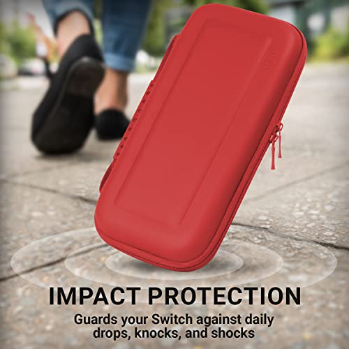 Image of Orzly Carrying case for Switch OLED and Switch Console - Red Protective Hard Portable Travel case Shell Pouch for Switch Console & Accessories