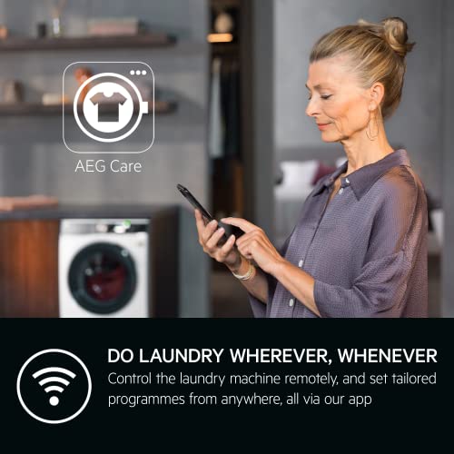 AEG 6000 Series Washing Machine 9kg LFR61944AD, WiFi Connected, AutoDose, ProSense Freestanding Washing Machine, 9kg Load, 1400rpm Spin, Energy Class A, White