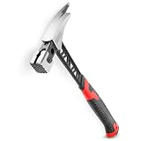 Bilbau Latthammer Zimmermannshammer Monoblock, Zwei-Komponenten-Griff mit rutschfester TPR-Beschichtung Klauenhammer, Kopf aus Kohlenstoffstahl, Magnetischer Nagelgreifer Hammer, Schadensresistent