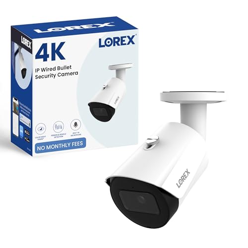 Lorex 4K 8MP IP Bullet PoE White Wired Security Camera | Add-On Camera | Color...