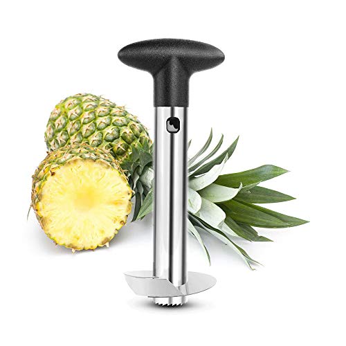 Cortador de piña, Corer y rebanador de piña de Acero Inoxidable, Herramienta para Quitar el núcleo de la Fruta, fácil de Limpiar (Black)