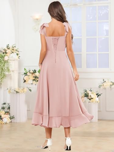 TORYEMY Chiffon High Low Bridesmaid Dresses Square Neck Spaghetti Straps Formal Evening Dress for Women4