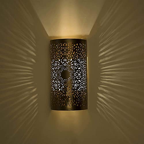 Homesake® Moroccan Cutwork Metal Wall Lamp with E27 Holder | Bulb Included | Decorative Wall Light for Home Living Room, Bedroom, Hallway & Balcony | Décor Warm Ambient Lighting (Pack of 2)