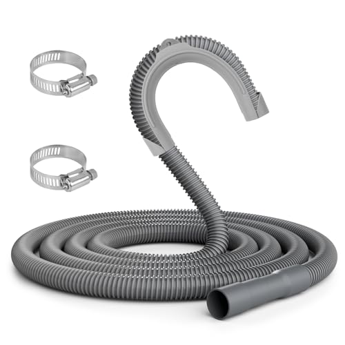 KAINGA 10 FT Washing Machine Drain Hose, Corrugated and Flexible Washing Machine Hose, Discharge Hose Replacement for Whirlpool, GE, Kenmore, Clamps and Hook...
