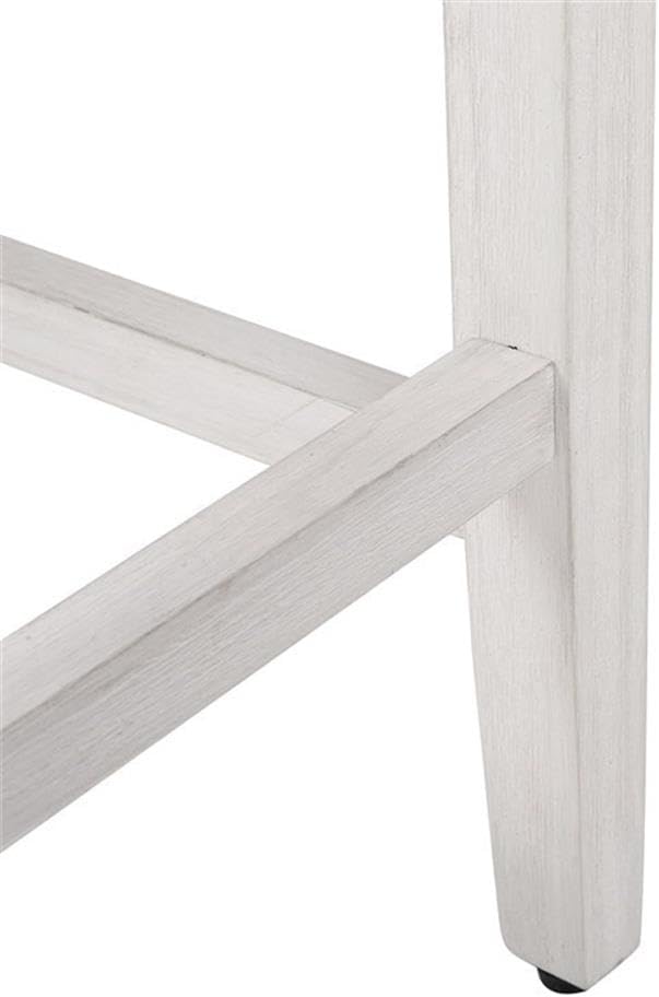 Costaelm 29" Upholstered Counter Height Bar Stools Set of 2, Backless Kitchen Island Stools with Linen Cushion, Wooden Bar Stool Saddle Stool for Dining Room Home Bar Decor, Antique White/Black