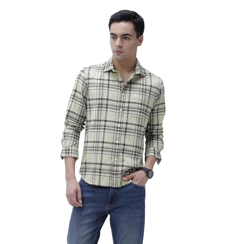 Image of BASICS 100% Cotton Checked Shirt for Men | Slim Fit | Everyday Smart Casual Wear | Full Sleeve
