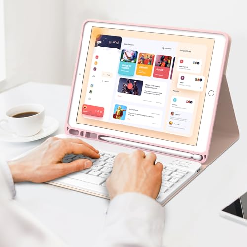 Teclado para iPad 9 Gen y 8 Gen IVEOPPE Español Ñ con Funda Magnética Color Rosa 7