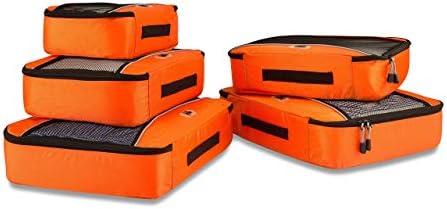 6 Piece Packing Cube Set - Variety of Sizes Luggage Organizer Bags for Travel, Nylon Mesh with Zipper - Includes Shoe Bag - by NDX Global