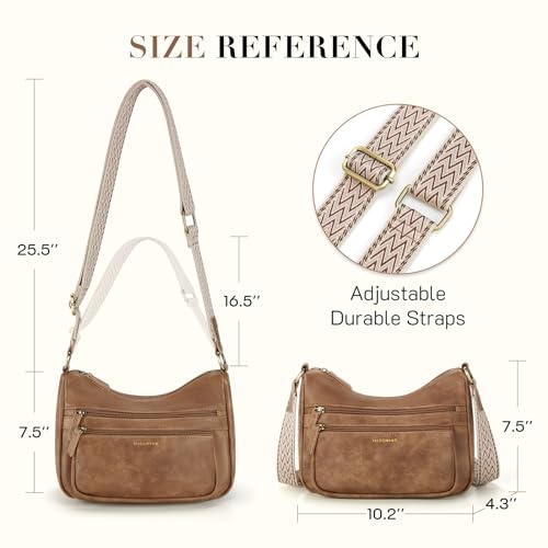 Missnine Crossbody Bags for Women, Medium Size Purses With Wide Shoulder Strap, Leather Trendy Cross Body Shoulder Handbags3