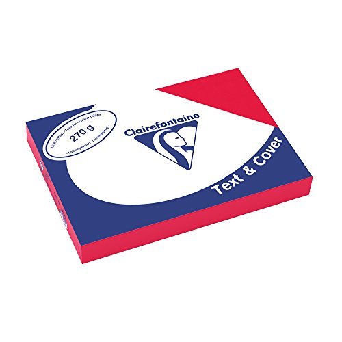 Clairefontaine 2721C Druckerpapier Text & Cover DIN A4, 21 x 29,7cm, 270g, 1 Ries mit 100 Blatt, Ledergeprägt Rot