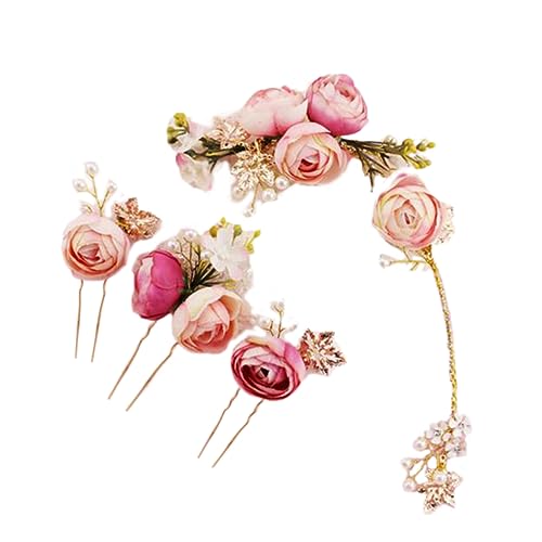 Horquilla de novia con 4 pasadores para mujer y tocados de novia con flores en forma de U