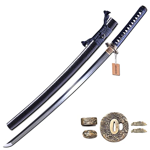 MURASAME Katana Sword Handmade T10 Steel Clay Tempered Real Hamon Razor Sharp Wave Theme