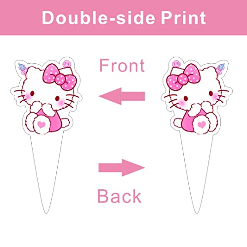 25Pcs Kitty Cake Decorations With 1Pcs Cake Topper, 24Pcs Cupcake Toppers For Girls Birthday Party Decorations #TOP2